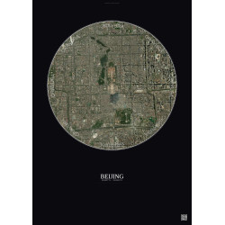 Affiche Beijing – Poster vue satellite 6km Couleur | Gravura – Fond foncé