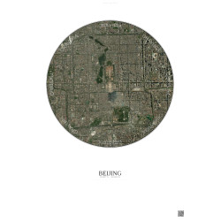 Affiche Beijing – Poster vue satellite 6km Couleur | Gravura – Fond clair