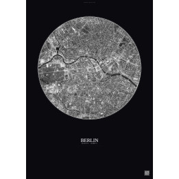 Affiche Berlin – Poster vue satellite 2.5km N&B | Gravura – Fond foncé