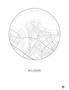 Affiche Belgrade – Poster carte de ville 2.5km | Gravura – Fond clair