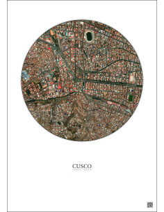 Affiche Cusco – Poster vue satellite 1km Couleur | Gravura – Fond clair