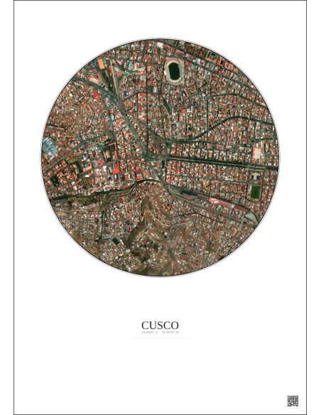Affiche Cusco – Poster vue satellite 1km Couleur | Gravura – Fond clair