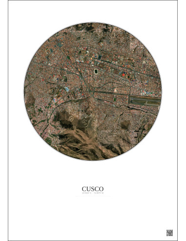 Affiche Cusco – Poster vue satellite 2.5km Couleur | Gravura – Fond clair