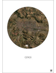 Cusco Satellite View Poster 5km Color | Gravura – Light background