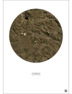 Cusco Satellite View Poster 20km Color | Gravura – Light background