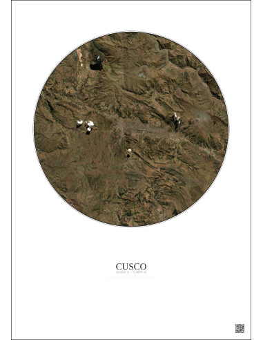 Cusco Satellite View Poster 20km Color | Gravura – Light background