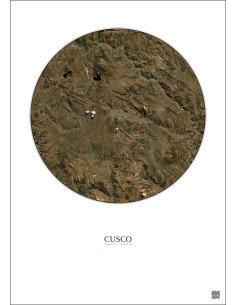 Cusco Satellite View Poster 30km Color | Gravura – Light background