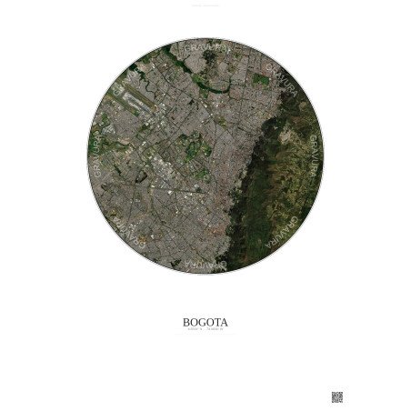 Bogota Satellite View Poster 10km Color | Gravura – Light background