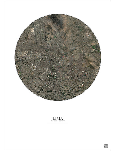 Lima Satellite View Poster 6km Color | Gravura – Light background