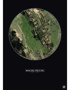 Affiche Machu Picchu – Poster vue satellite 0.1km Couleur | Gravura – Fond foncé