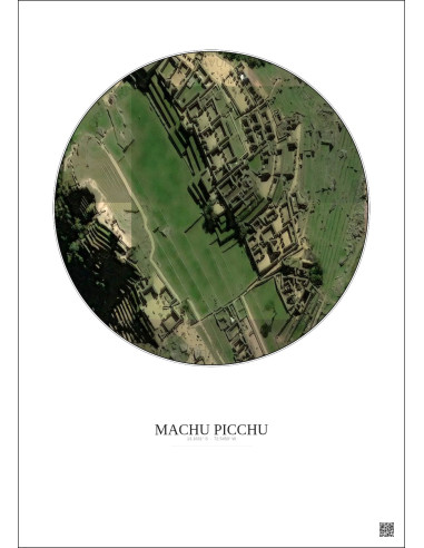 Machu Picchu Satellite View Poster 0.1km Color | Gravura – Light background