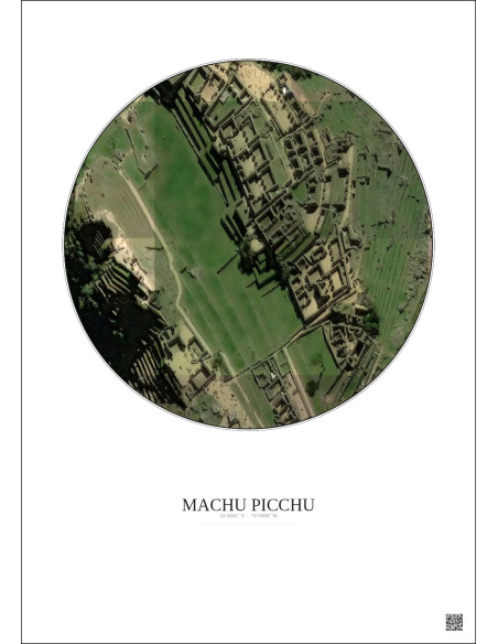 Machu Picchu Satellite View Poster 0.1km Color | Gravura – Light background