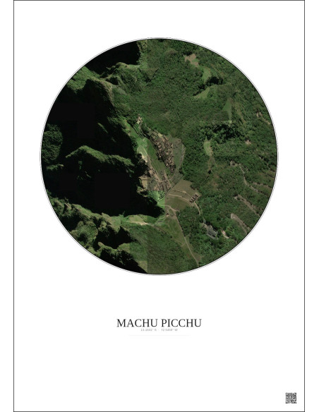 Machu Picchu Satellite View Poster 0.5km Color | Gravura – Light background