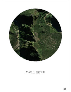 Affiche Machu Picchu – Poster vue satellite 1km Couleur | Gravura – Fond clair