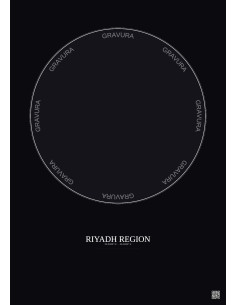 Affiche Riyadh Region – Poster carte de ville 2.5km | Gravura – Fond foncé