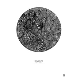 Affiche Bogota – Poster vue satellite 2.5km N&B | Gravura – Fond clair