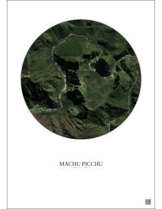 Affiche Machu Picchu – Poster vue satellite 2.5km Couleur | Gravura – Fond clair