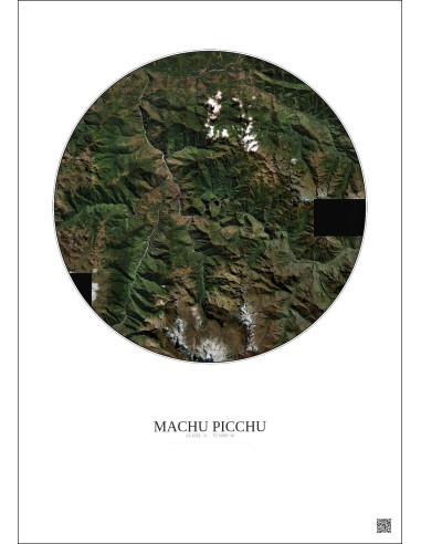 Affiche Machu Picchu – Poster vue satellite 20km Couleur | Gravura – Fond clair