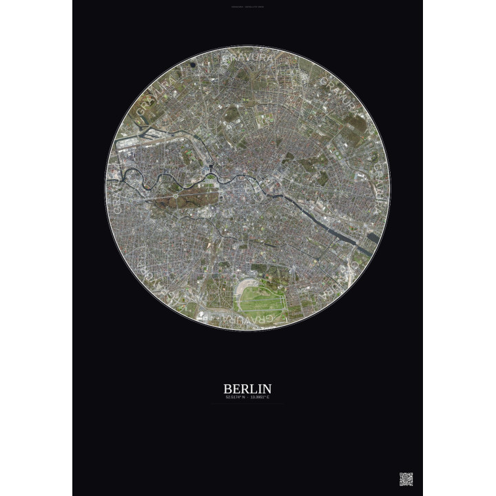 Affiche Berlin – Poster vue satellite 6km Couleur | Gravura – Fond foncé