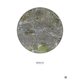 Affiche Berlin – Poster vue satellite 6km Couleur | Gravura – Fond clair