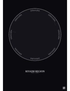 Affiche Riyadh Region – Poster carte de ville 6km | Gravura – Fond foncé