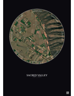 Sacred Valley Satellite View Poster 0.5km Color | Gravura – Dark background