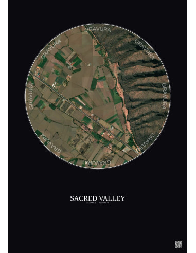 Sacred Valley Satellite View Poster 0.5km Color | Gravura – Dark background