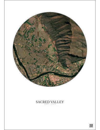 Affiche Sacred Valley – Poster vue satellite 1km Couleur | Gravura – Fond clair