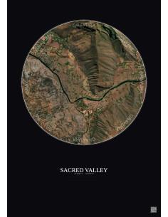 Sacred Valley Satellite View Poster 2.5km Color | Gravura – Dark background