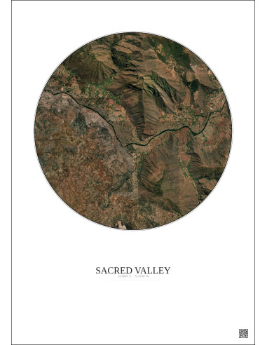 Affiche Sacred Valley – Poster vue satellite 5km Couleur | Gravura – Fond clair