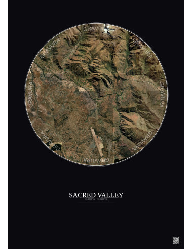 Affiche Sacred Valley – Poster vue satellite 10km Couleur | Gravura – Fond foncé