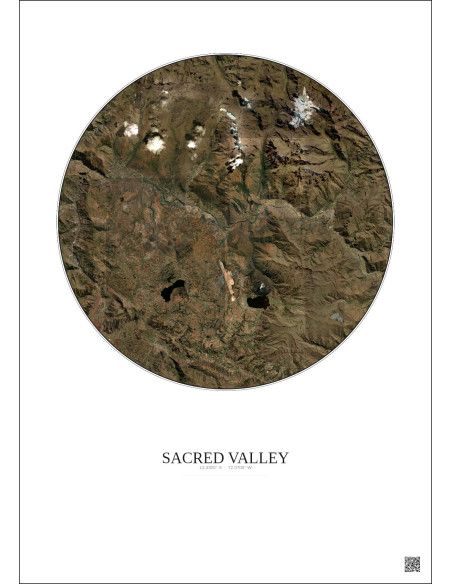Affiche Sacred Valley – Poster vue satellite 20km Couleur | Gravura – Fond clair