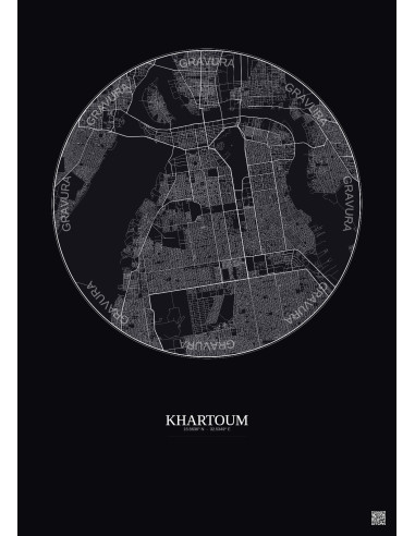 Khartoum City Map Poster 10km | Gravura – Dark background