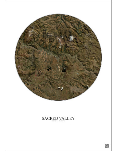 Sacred Valley Satellite View Poster 30km Color | Gravura – Light background