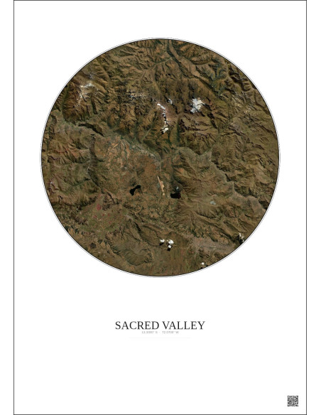 Sacred Valley Satellite View Poster 30km Color | Gravura – Light background
