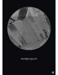 Sacred Valley Satellite View Poster 0.1km B&W | Gravura – Dark background