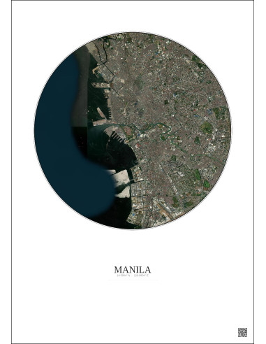 Manila Satellite View Poster 10km Color | Gravura – Light background