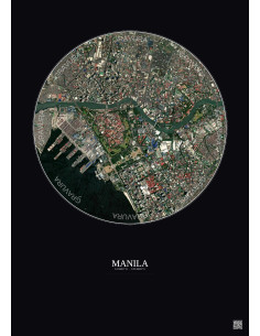 Manila Satellite View Poster 2.5km Color | Gravura – Dark background