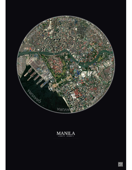 Manila Satellite View Poster 2.5km Color | Gravura – Dark background