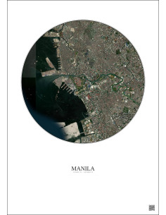 Manila Satellite View Poster 6km Color | Gravura – Light background