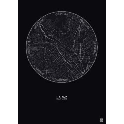Affiche La Paz – Poster carte de ville 2.5km | Gravura – Fond foncé