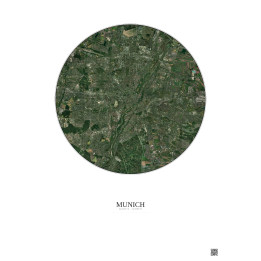 Affiche Munich – Poster vue satellite 10km Couleur | Gravura – Fond clair