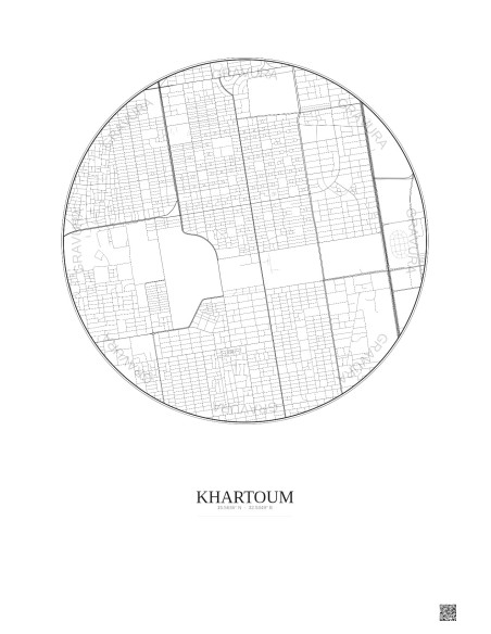 Affiche Khartoum – Poster carte de ville 2.5km | Gravura – Fond clair