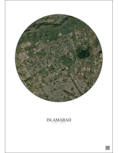 Affiche Islamabad – Poster vue satellite 10km Couleur | Gravura – Fond clair