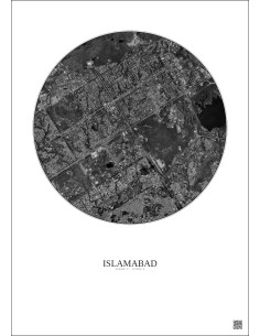 Islamabad Satellite View Poster 6km B&W | Gravura – Light background