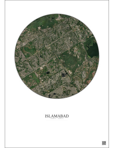 Affiche Islamabad – Poster vue satellite 6km Couleur | Gravura – Fond clair