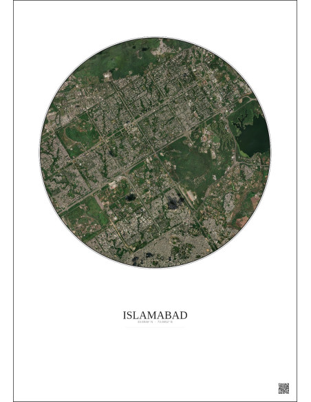 Affiche Islamabad – Poster vue satellite 6km Couleur | Gravura – Fond clair