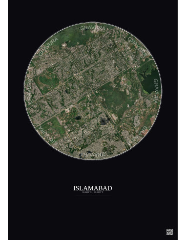 Islamabad Satellite View Poster 6km Color | Gravura – Dark background