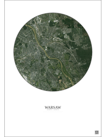 Affiche Warsaw – Poster vue satellite 10km Couleur | Gravura – Fond clair