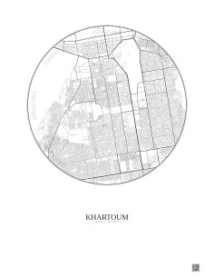 Affiche Khartoum – Poster carte de ville 6km | Gravura – Fond clair